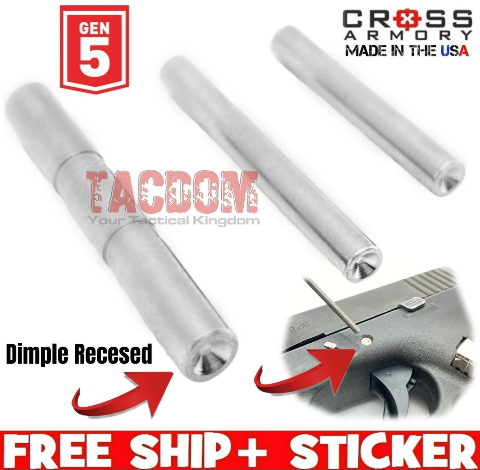 Cross Armory For Glock Gen Dimple Pins Silver Tacdom