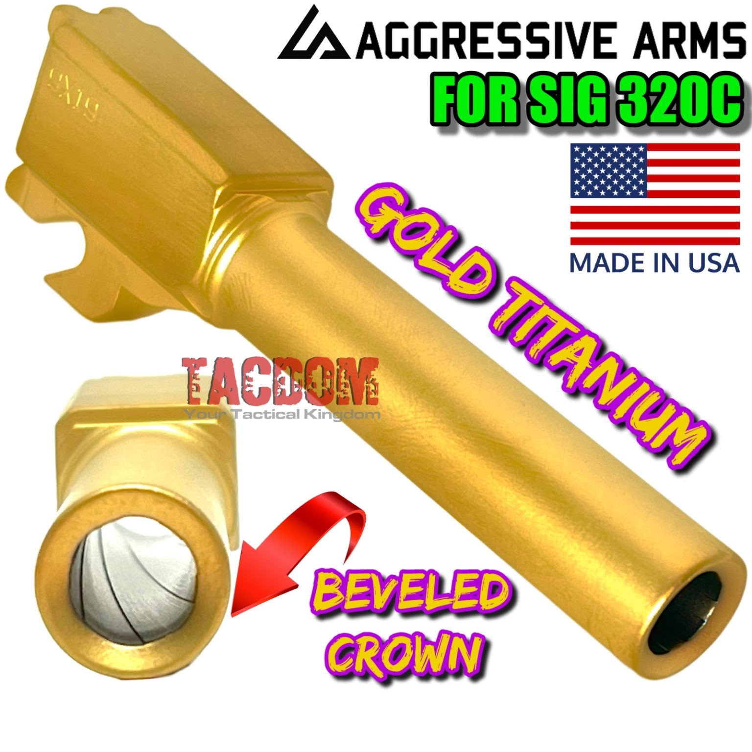 Aggressive Arms Gold Tin Ported Barrel For The Glock 17 Gen 1 4 Usa