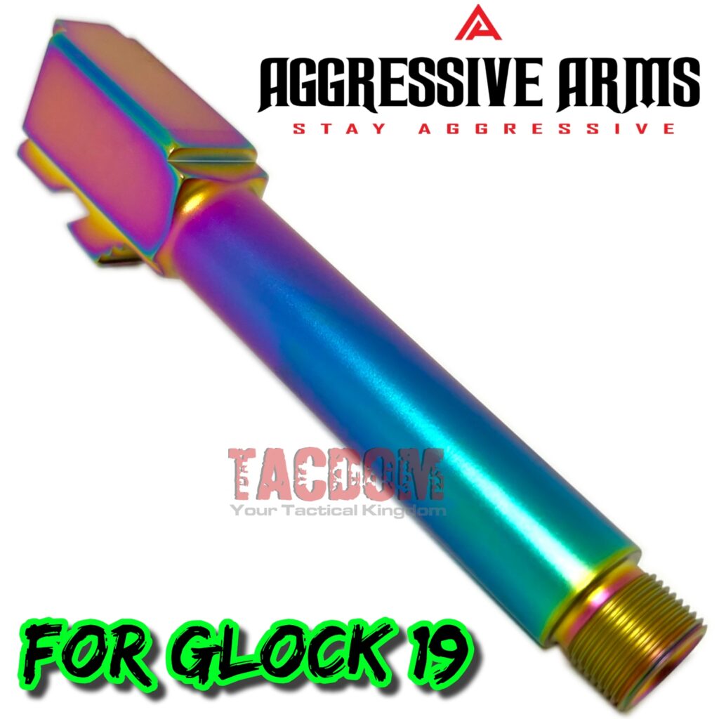 AGGRESSIVE ARMS Threaded Barrel for GLOCK 19 – RAINBOW CHAMELEON PVD